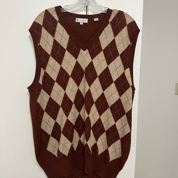 Peter Millar Other - Peter Millar Vest Mens XL Brown Argyle Pullover Golf Outdoor 100% Merino Wool